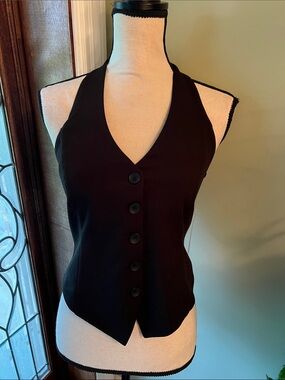 Moa Moa Black Halter Button-Front Camisole Vest